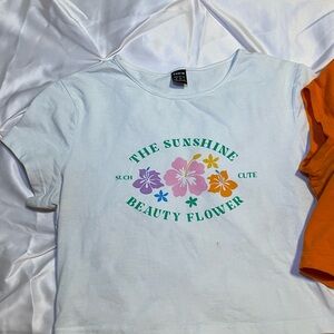 White T-Shirt with Floral Print